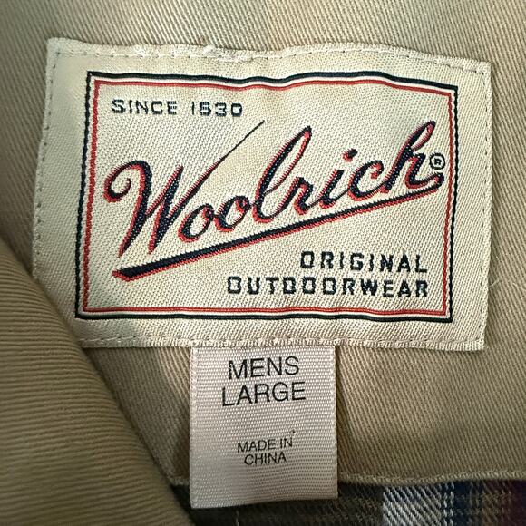 Woolrich Original Outdoorwear Flannel Lined Men's Jacket Dark Khaki Large - Picture 4 of 6